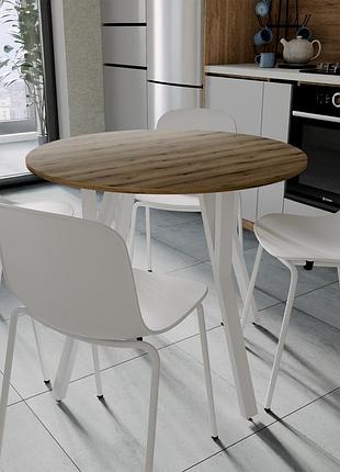 Стол круглый marsi 4 870-4 ноги на конус ferrum-decor 750x870x870 белый металл дсп дуб евок прибрежный 16 мм (frd-107528)