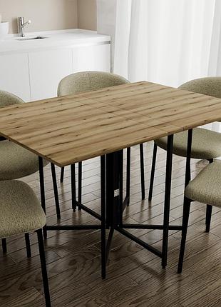 Стол-трансформер книжка морис 3 ferrum-decor 75x130x90 дуб эвок прибрежный, черный металл (frd-107502)