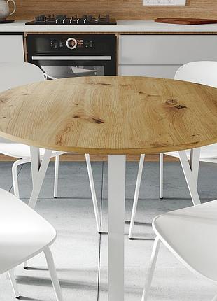 Стол круглый marsi 4 870-4 ноги на конус ferrum-decor 750x870x870 белый металл дсп дуб артизан 16 мм (frd-107440)