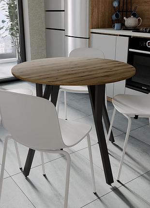 Стол круглый marsi 4 870-4 ноги на конус ferrum-decor 750x870x870 черный металл дсп дуб евок прибрежный 16 мм (frd-107523)