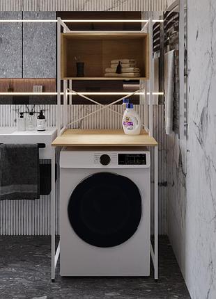 Стелаж-полиця бафрум 403 ferrum-decor для пральної машини 178x70,5x60,5 білий метал дсп дуб кремона торро 16 мм (frd-107602)