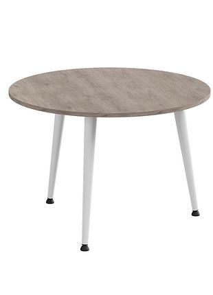 Стол журнальный круглый optima 1 ноги на конус ferrum-decor 450x670x670 белый металл дсп дуб кремона торро 16 мм (frd-107541)