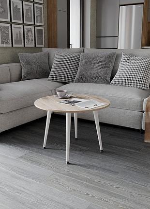 Журнальний круглий стіл optima 2 ніжки конусні ferrum-decor 450x670x670 білий метал дсп дуб сан-марино 16 мм (frd-107478)