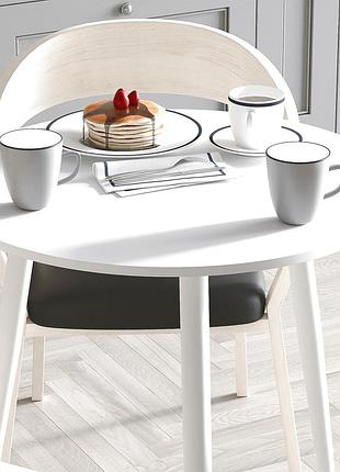 Стіл круглий optima ferrum-decor 750 мм білий метал/дсп (frd-107447) - сучасний обідній стіл з 3 конусними ніжками