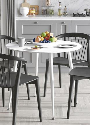 Стіл круглий optima ferrum-decor 750x900 мм, білий метал + дсп, конусні ніжки (frd-107487)