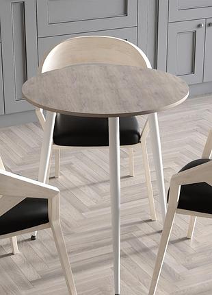 Круглий стіл optima 3 ніжки конусні ferrum-decor 750x670x670 білий метал дсп дуб кремона канолло 16 мм (frd-107558)
