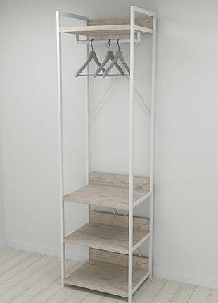 Шафа гардероб уні секція 3 серії конект ferrum-decor 220x60x50 см білий метал дсп дуб сан-марино 32 мм (frd-106889)