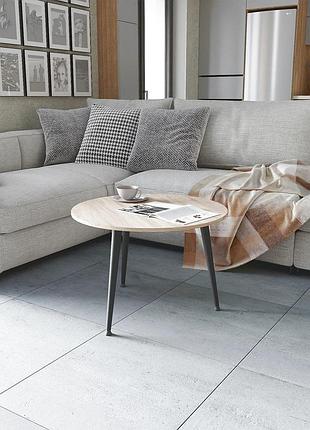 Стол журнальный круглый optima 1 ноги на конус ferrum-decor 450x670x670 черный металл дсп дуб сонома 16 мм (frd-107464)