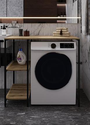 Стеллаж полка бафрум 405 ferrum-decor для стиральной машины 90x101x60,5 черный металл дсп дуб евок прибрежный 16 мм (frd-107614)