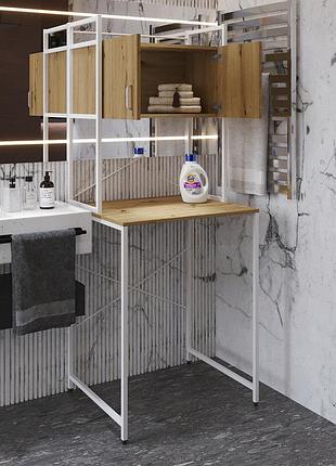 Стелаж-полиця бафрум 404 ferrum-decor для пральної машини 178x70,5x60,5 білий метал дсп дуб артизан 16 мм (frd-107391)