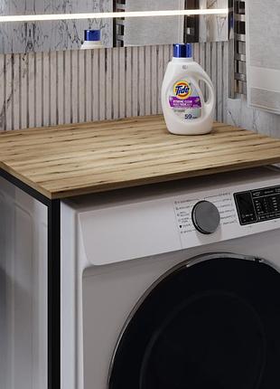Стеллаж полка бафрум 401 ferrum-decor для стиральной машины 90x70,5x60,5 черный металл дсп дуб евок прибрежный 16 мм (frd-107574)