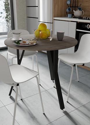 Стіл круглий marsi 3 ferrum-decor 750x870x870 мм, чорний метал, дсп дуб кремона канолло 16 мм (frd-107512)