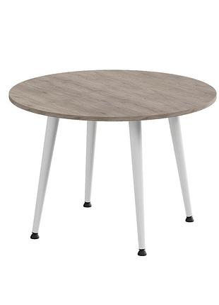 Журнальний круглий стіл optima 2 ніжки конусні ferrum-decor 450x670x670 білий метал дсп дуб кремона канолло 16 мм (frd-107547)