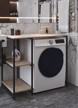 Стеллаж полка бафрум 405 ferrum-decor для стиральной машины 90x101x60,5 черный металл дсп дуб сан-марино 16 мм (frd-107394)