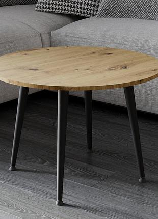 Стол журнальный круглый optima 2 ноги на конус ferrum-decor 450x670x670 черный металл дсп дуб артизан 16 мм (frd-107475)