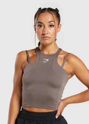 Майка gymshark орехово-лиловая power midi tank