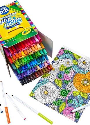 Crayola смывающиеся фломастеры 150 штук washable super tips fine point broad line mar