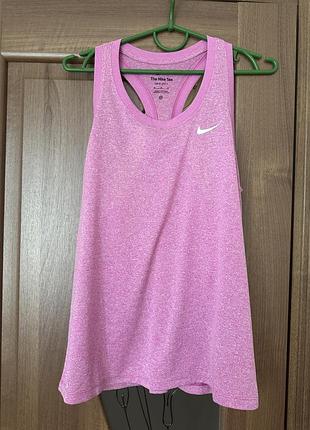 Рожева спортивна майка nike dri-fit оригінал (m) / майка для фітнесу найк борцовка