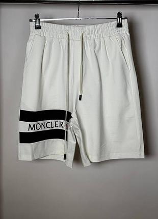 Чоловічі шорти в стилі монклер logo stripe sweat shorts білі (mc18001.1m)