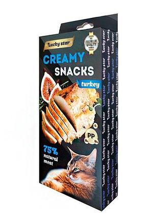 Ласощі для котів lucky star пюре з мяса індички, 6х10 г