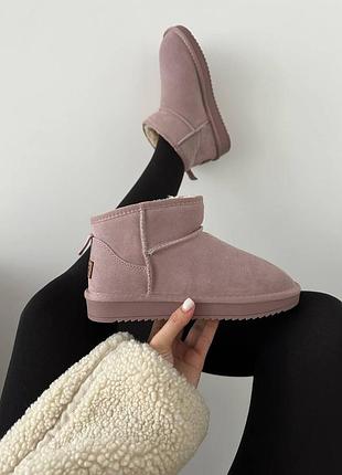 Розовые женские угги ugg classic ultra mini pink suede х угг ультра мини 40