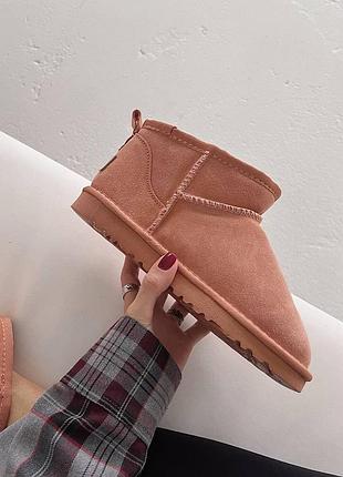 Рожеві жіночі уггі ugg classic ultra mini pink suede х угг ультра міні 36