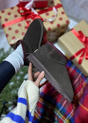 Жіночі коричневі уггі ugg classic ultra mini brown violet х угг ультра міні 36