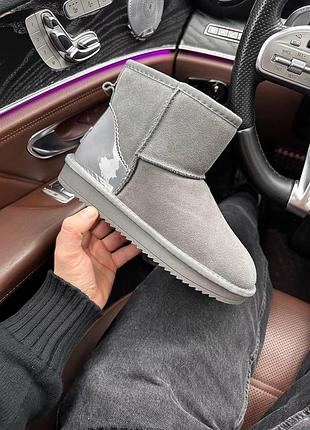 Сірі замшеві уггі ugg mini grey lacquer х угг міні 37