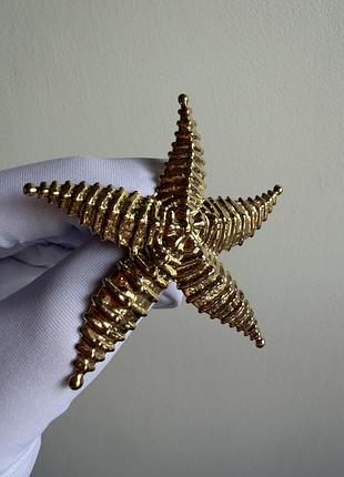 Металева брошка «золота морська зірка» — вінтажна металева брошка