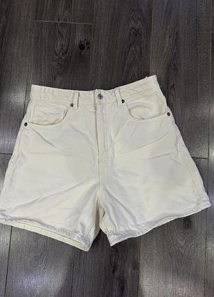 Джинсові шорти zara, білі/молочні, розмір eur 42 (us 10 / l)