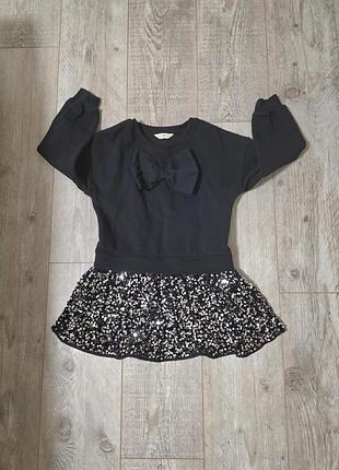 Дитяча утеплена сукня в паєтки f&f girls sequin bow dress