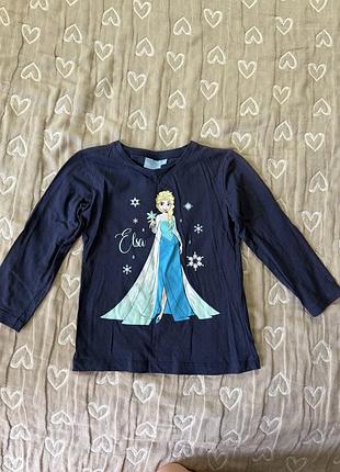 Темно-синій лонгслів disney з ельзою «frozen» 110 р