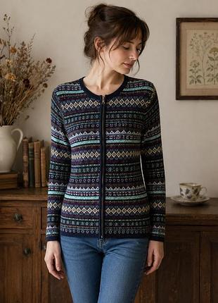 Vintage laura ashley 100% lambswool fair isle кардиган м, made in hong kong