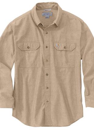 Сорочка carhartt loose fit chambray long sleeve button down shirt gray tw4368