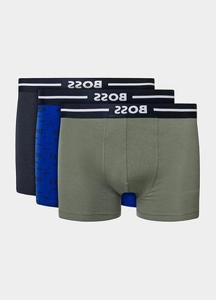 Труси-боксери hugo boss trunk bold design (green, blue, black) 3pr 50490027