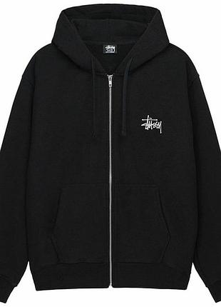 Худи stussy basic zip hoodie black 1975000-black