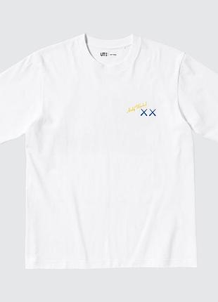 Футболка uniqlo kaws warhol white blue kaws banana (uniqlo kaws + warhol ut graphic t-shirt banana) 341-471321 s