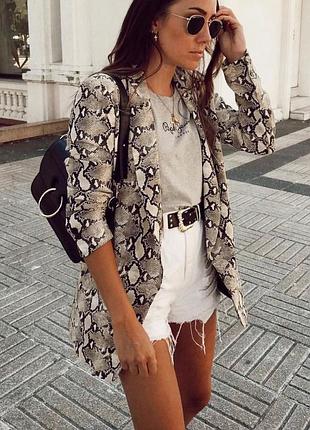 Пиджак со змеиным принтом set fashion нижняя