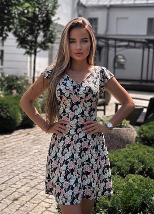 Літня сукня 🌸 зав'язки на поясі 🌸 легка сукня в квіточку next 👗 літня сукня міді ✨ легке міні плаття з принтом m/л