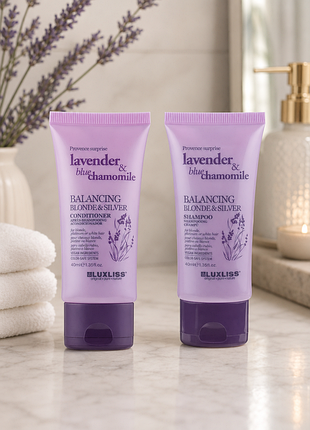 Тревел-набор для окрашенных или осветленных волос luxliss balancing blonde & silver