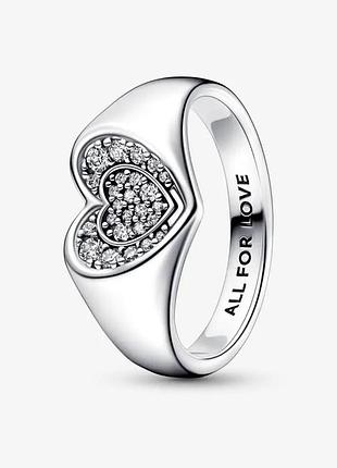 Срібне кільце пандора pandora 192491c01 все заради любові серце срібло s925 ale нове з биркою