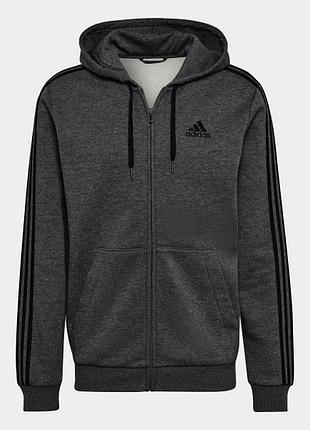Худі adidas fleece 3-stripes zip hoodie grey hb0042