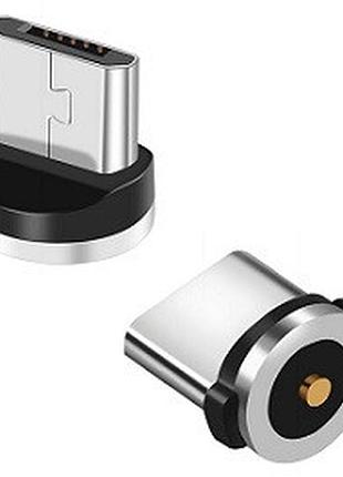 Коннектор magnetic micro usb круглый наконечник на магнитный кабель зарядка телефона поворот на 360 градусов