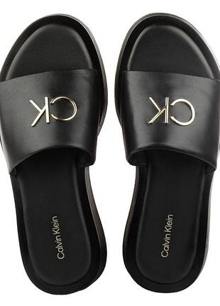 🖤 calvin klein fulvia slides black| кожаные женские шлепанцы 40/41 | идеальное состояние