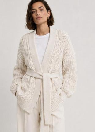 Молочный кардиган на запах с прядкой h&amp;m с шерстью