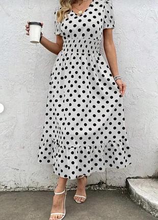 Довга сукня в горошок shein l