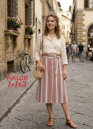 Льон + віскоза міді спідниця primark на гудзиках