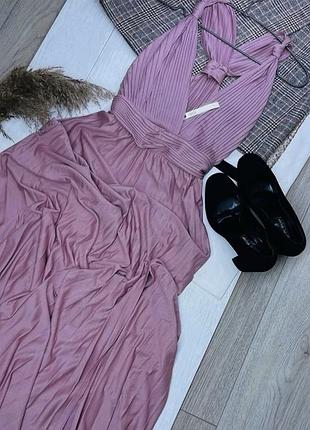 Нова вечірня сукня asos m довга сукня пліссе святкова сукня з розрізом на нозі плаття з декольте