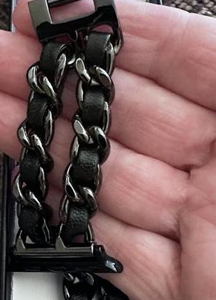 Ремінець у стилі ланцюжка для apple watch.    міцність та стильний зовнішній вигляд. ремінець сумісний з моделями apple watch розміром 38-45 мм