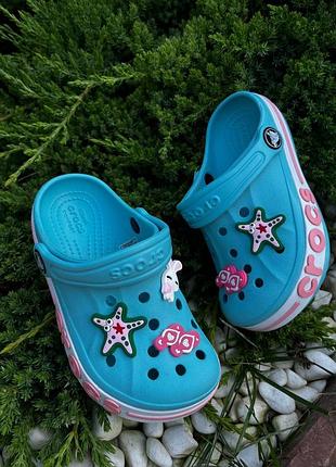 Крокси для дівчаток crocs bayaband ice/blue